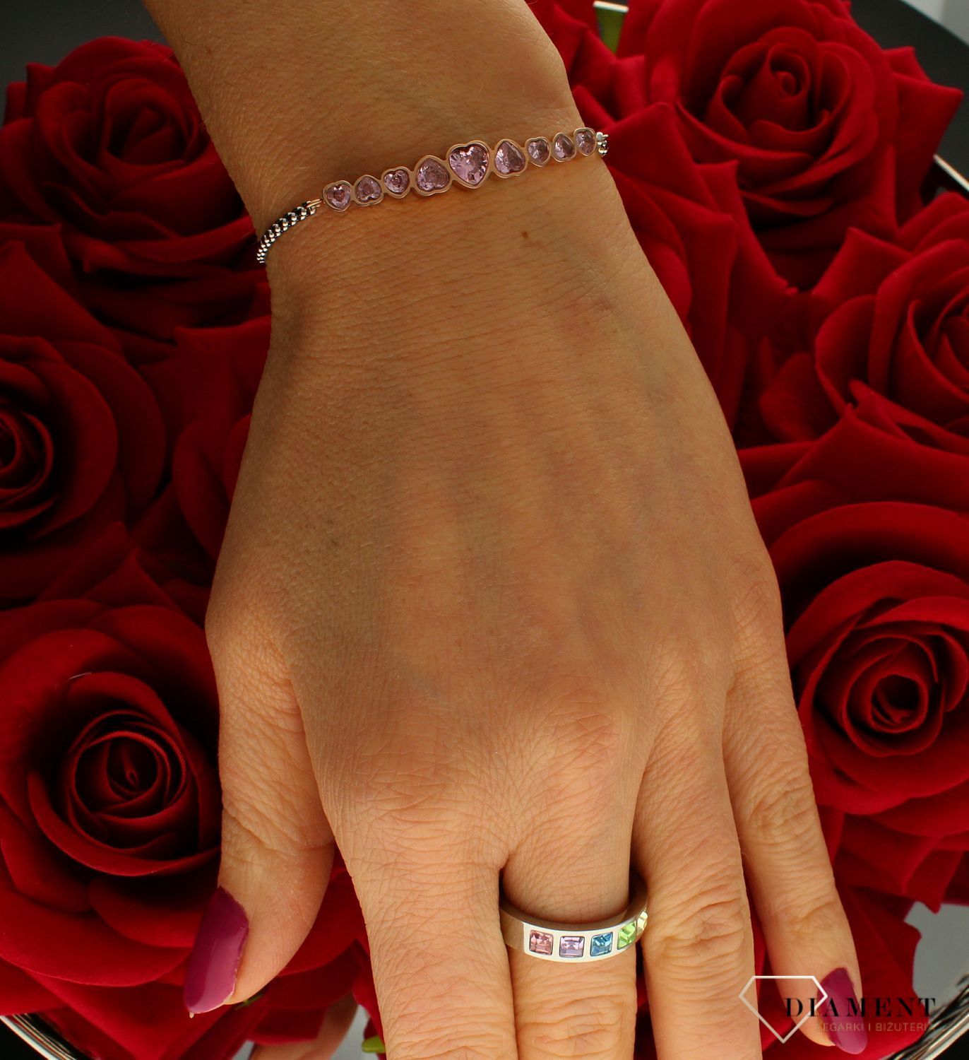 Bransoletka Nomination Różowy Serca Milleluci 028011 003.jpg